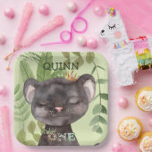 Wild One Oerwoud Animals Safari 1st Birthday Papieren Bordje (Feest)