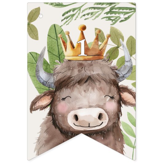 Wild One Oerwoud Animals Safari 1st Birthday Vlaggetjes (Tweede vlag)