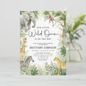 Wild One Oerwoud Animals Safari Theme Baby shower Kaart (Staand voorkant)