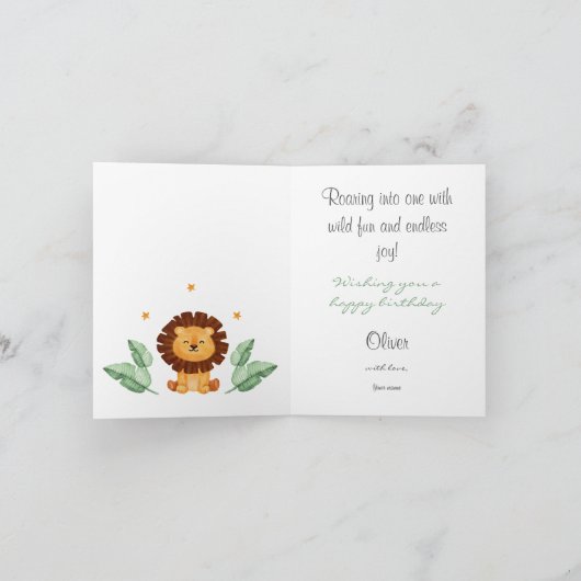 Wild One Oerwoud Animals Tropical Boy Birthday Bedankkaart (Binnen)