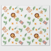 Wild One Oerwoud Animals Tropical Boy Birthday Cadeaupapier (Vlak)