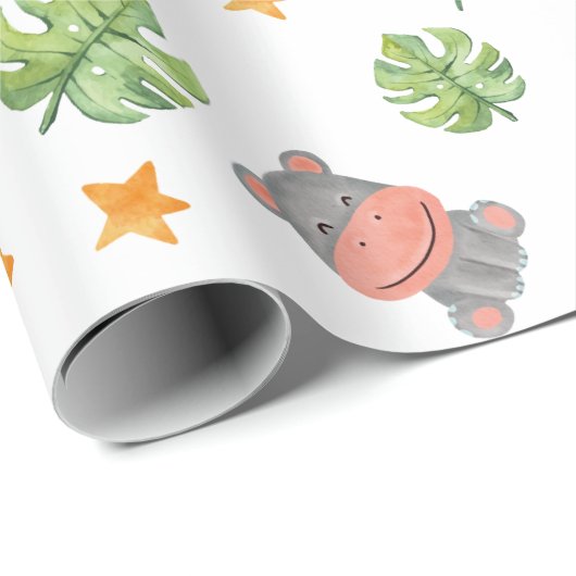 Wild One Oerwoud Animals Tropical Boy Birthday Cadeaupapier (Rol Hoek)