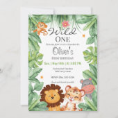 Wild One Oerwoud Animals Tropical Boy Birthday Kaart (Voorkant)