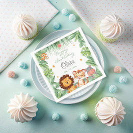 Wild One Oerwoud Animals Tropical Boy Birthday Servet