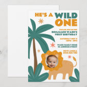 Wild One Oerwoud Baby Boy Foto 1e verjaardag Kaart (Voorkant / Achterkant)