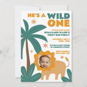 Wild One Oerwoud Baby Boy Foto 1e verjaardag Kaart