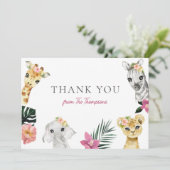 Wild One Oerwoud Baby shower dank u Bedankkaart (Staand voorkant)