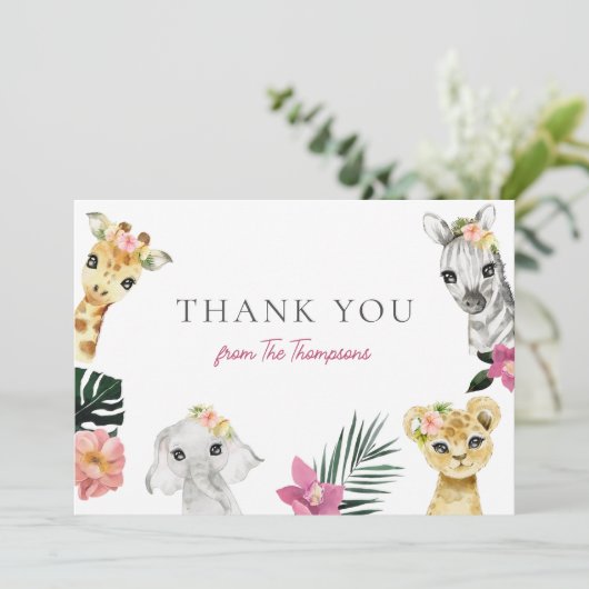 Wild One Oerwoud Baby shower dank u Bedankkaart (Staand voorkant)