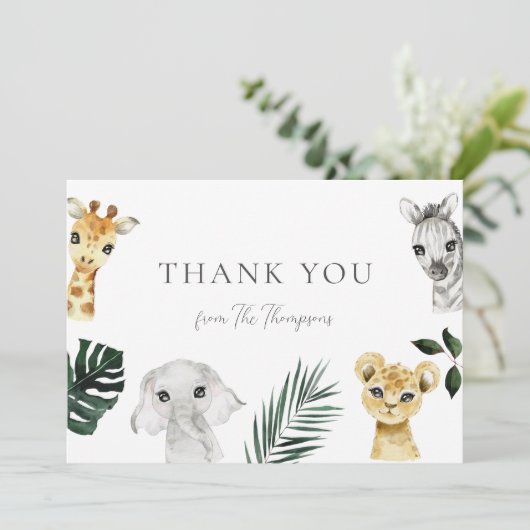 Wild One Oerwoud Baby shower dank u Bedankkaart (Staand voorkant)