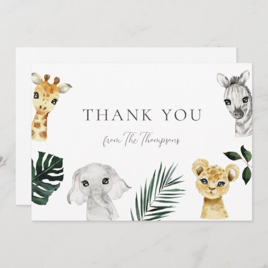 Wild One Oerwoud Baby shower dank u Bedankkaart (Voorkant / Achterkant)