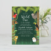 Wild One Oerwoud Baby shower Invitation Kaart (Staand voorkant)