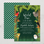 Wild One Oerwoud Baby shower Invitation Kaart (Voorkant / Achterkant)