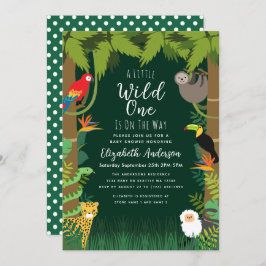 Wild One Oerwoud Baby shower Invitation Kaart