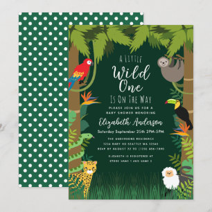 Wild One Oerwoud Baby shower Invitation Kaart