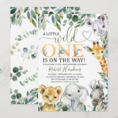 Wild One Oerwoud Baby shower Invitation Kaart (Voorkant / Achterkant)