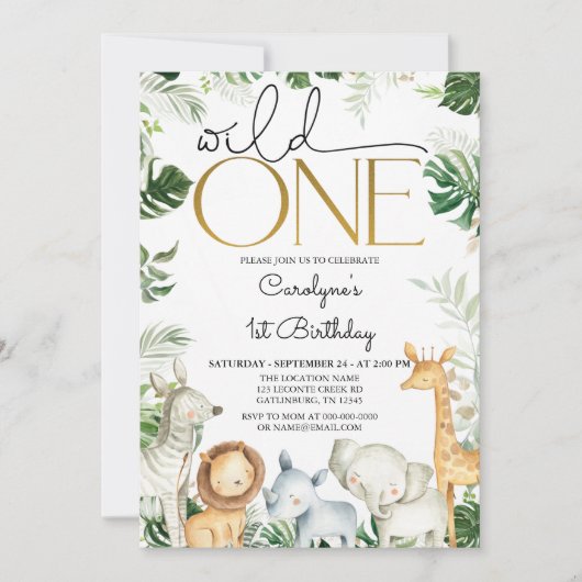 Wild One OERWOUD Baby shower Invitation Kaart (Voorkant)
