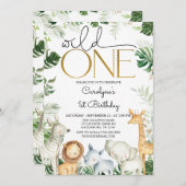 Wild One OERWOUD Baby shower Invitation Kaart (Voorkant / Achterkant)