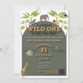 "Wild One" Oerwoud Baby shower Invitation (v2) Kaart (Voorkant)