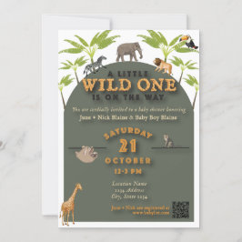 "Wild One" Oerwoud Baby shower Invitation (v2) Kaart