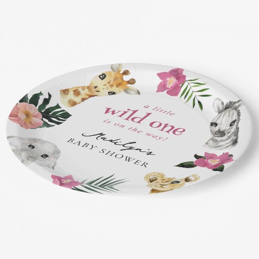 Wild One Oerwoud Baby shower Papieren Bordje (Gekanteld)