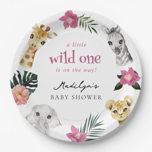 Wild One Oerwoud Baby shower Papieren Bordje (Voorkant)