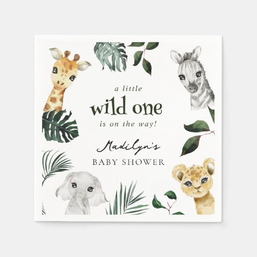 Wild One Oerwoud Baby shower Servet (Voorkant)