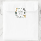 Wild One Oerwoud Baby shower Vierkante Sticker (Tas)