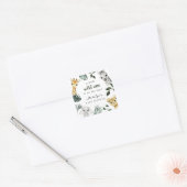Wild One Oerwoud Baby shower Vierkante Sticker (Envelop)
