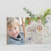 WILD ONE Oerwoud Boy 1e Verjaardagsuitnodiging Kaart (Staand voorkant)