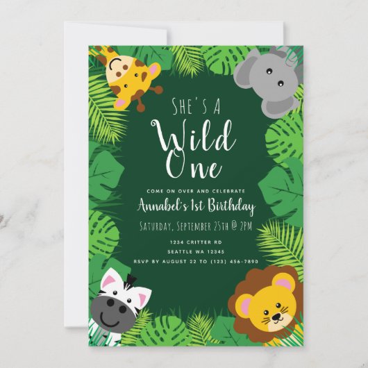 Wild One Oerwoud Critters Kids Verjaardag Kaart (Voorkant)