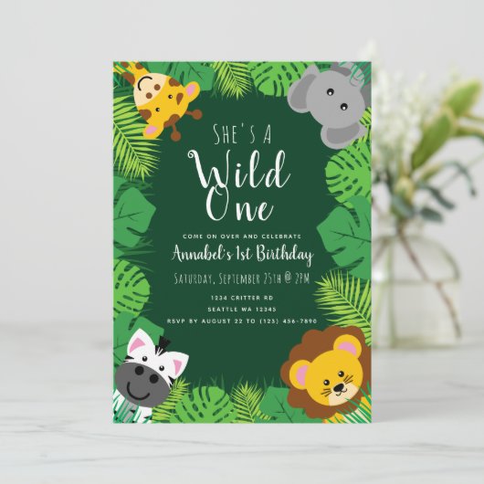Wild One Oerwoud Critters Kids Verjaardag Kaart (Staand voorkant)