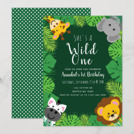 Wild One Oerwoud Critters Kids Verjaardag Kaart