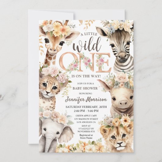 Wild One Oerwoud Dieren Safari Baby shower Kaart (Voorkant)