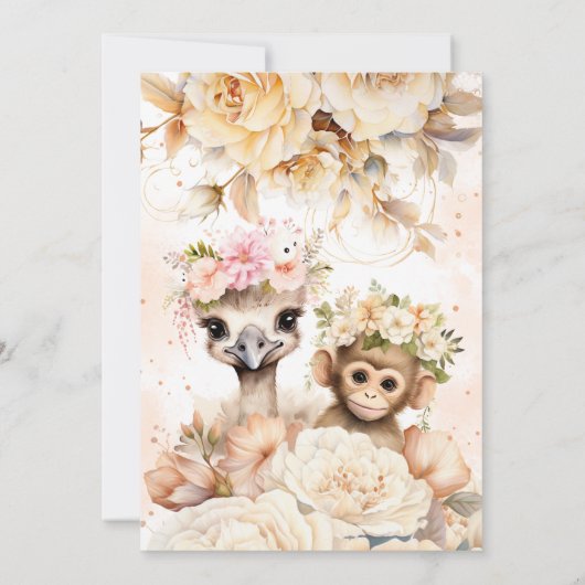 Wild One Oerwoud Dieren Safari Baby shower Kaart (Achterkant)