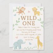Wild One Oerwoud First Birthday Invitation Kaart (Voorkant)