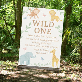 Wild One Oerwoud First Birthday Invitation Kaart