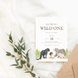 Wild One - Oerwoud Friends Woodland Birthday Kaart<br><div class="desc">Het enige wat je nodig hebt is de blote behoeften met deze leuke en speelse oerwoud verjaardagsuitnodiging. Nodig je vrienden en geliefden uit om je wilde Eentje te vieren met dit volledig aanpasbare ontwerp van het bos van wild dier.</div>