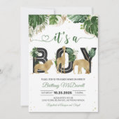 Wild One Oerwoud Gold Baby shower Boy Kaart (Voorkant)
