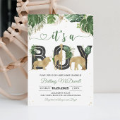 Wild One Oerwoud Gold Baby shower Boy Kaart