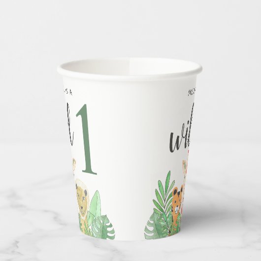 Wild One Oerwoud Greenery 1e verjaardag Papieren Bekers (Links)