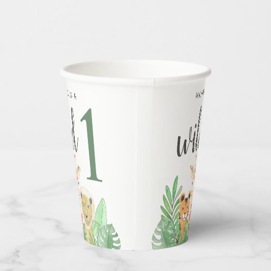Wild One Oerwoud Greenery 1e verjaardag Papieren Bekers (Rechts)