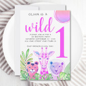 Wild One Oerwoud Greenery Girl's 1e verjaardag Kaart