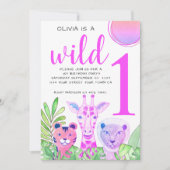 Wild One Oerwoud Greenery Girl's 1e verjaardag Kaart (Voorkant)