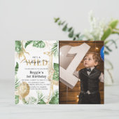 Wild One Oerwoud Greenery & Gold 1ste verjaardag F Kaart (Staand voorkant)