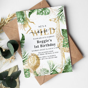 Wild One Oerwoud Greenery & Gold 1ste verjaardag Kaart