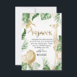 Wild One Oerwoud Greenery & Gold Birthday Hartelij Bedankkaart<br><div class="desc">Elegant neutraal safari voor de verjaardag bedankt je kaart,  met tropen waterverf groen,  faux gouden oerwouden (leeuw,  giraffe en aap),  gouden confetti en een simpele verjaardag. Dank je wel dat je je sjabloon gemakkelijk kunt aanpassen.</div>