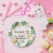 Wild One Oerwoud Greenery & Gold Birthday Party Papieren Bordje (Feest)