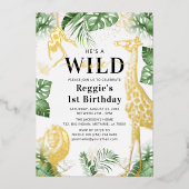Wild One Oerwoud Greenery & Gold Foil Invitation Folie Uitnodiging (Voorkant)