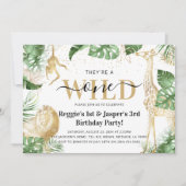 Wild One Oerwoud Greenery & Gold Joint Birthday Kaart (Voorkant)