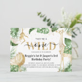 Wild One Oerwoud Greenery & Gold Joint Birthday Kaart (Staand voorkant)